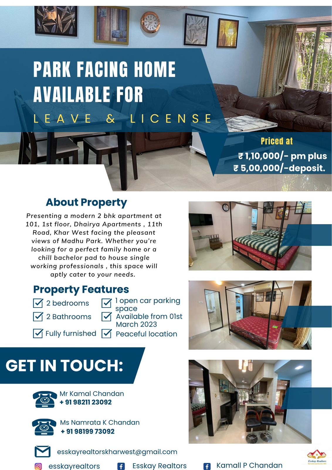 2 BHK Apartment for Rent in 11th Road Mumbai